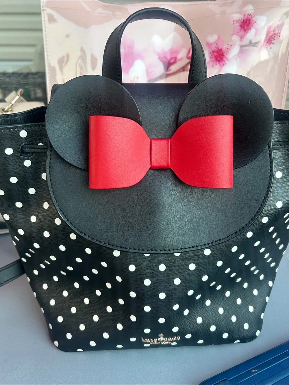 Kate Spade New York Minnie Mouse Polka Dot Backpack Disney Black White Red